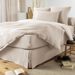 Cache-sommier gaze de coton luxe 140 x 190 cm Gaia Pampa naurel