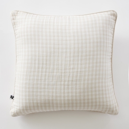 Coussin d&eacute;houssable 45 x 45 cm - Double gaze de coton tiss&eacute;e teinte - VICKIE - Pampa