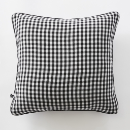 Coussin d&eacute;houssable 45 x 45 cm - Double gaze de coton tiss&eacute;e teinte - VICKIE - Truffe
