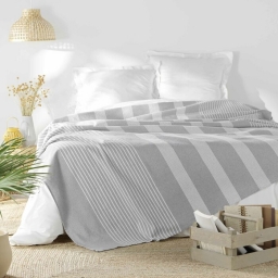 Couvre lit 2 personnes 220 x 240 cm coton/polyester tisse adele Gris