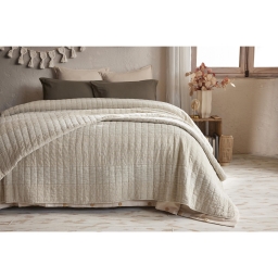 Couvre-lit 240 x 260 cm ALIX en coton jacquard - Sable
