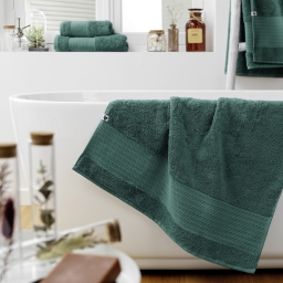 Drap de douche 70 x 130 cm &eacute;ponge unie garance emeraude Vert fonc&eacute;