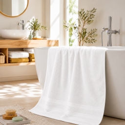 Drap de Douche Spa 70 x 140 cm 100% Coton 400 gr/m&sup2; - Blanc