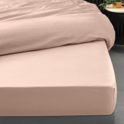 Drap housse 1 personne 90 x 190 cm percale uni 78 fils percaline Nude
