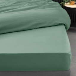 Drap housse 1 personne 90 x 190 cm percale uni 78 fils percaline Tilleul