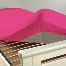 Drap housse 1 personne 90 x 190 cm uni 57 fils lina Bois de rose