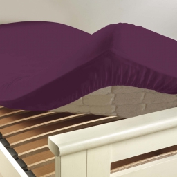 Drap housse 1 personne 90 x 190 cm uni 57 fils lina Myrtille