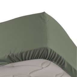 Drap housse 1 personne bonnet 30 cm 90 x 190 cm percale uni 78 fils Kaki