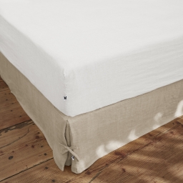 Drap housse 140 x 190 cm en lin lavé Soline Blanc