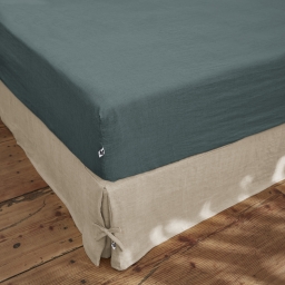 Drap housse 140 x 190 cm en  lin lavé Soline Gris foncé
