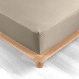 Drap housse 180 x 200 cm bonnet 30 cm percale de coton 78 fils Sable