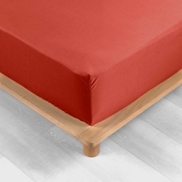 Drap housse 180 x 200 cm bonnet 30 cm percale de coton 78 fils Tomette