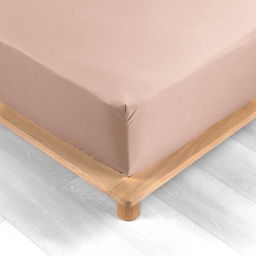Drap housse 2 personnes 140 x 190 cm bonnet 30 cm percale de coton 78 fils Nude