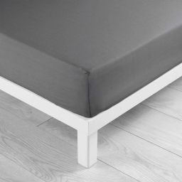 Drap housse 2 personnes 140 x 190 cm uni 57 fils lina Anthracite