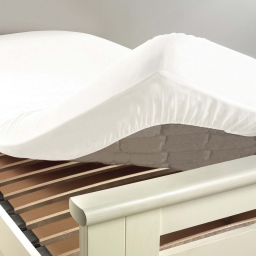 Drap housse 2 personnes 140 x 190 cm uni 57 fils lina Blanche