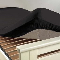 Drap housse 2 personnes 140 x 190 cm uni 57 fils lina Charbon