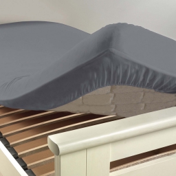 Drap housse 2 personnes 140 x 190 cm uni 57 fils lina Gris souris