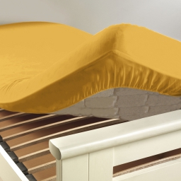 Drap housse 2 personnes 140 x 190 cm uni 57 fils lina Miel