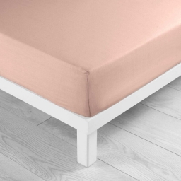 Drap housse 2 personnes 140 x 190 cm uni 57 fils lina Rose