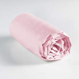 Drap housse 2 personnes 140 x 190 cm uni 57 fils lina Rose clair