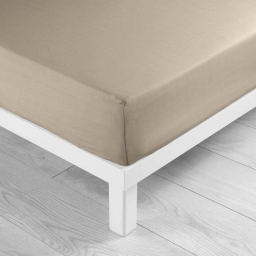 Drap housse 2 personnes 140 x 190 cm uni 57 fils lina Sable
