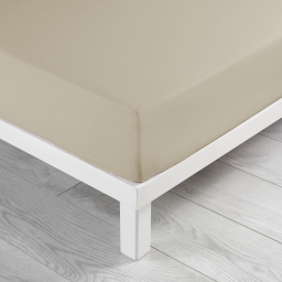 Drap housse 2 personnes 140 x 190 x 30 cm Linette coton lavé 57 fils Beige