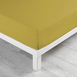 Drap housse 2 personnes 140 x 190 x 30 cm Linette coton lavé  57 fils Jaune