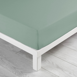 Drap housse 2 personnes 140 x 190 x 30 cm Linette coton lavé  57 fils Sauge