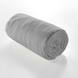 Drap housse 2 personnes 160 x 200 cm double gaze coton 57 fils Angelia Gris