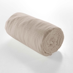 Drap housse 2 personnes 160 x 200 cm double gaze coton 57 fils Angelia Sable