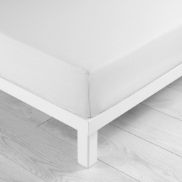 Drap-housse 2 personnes 160 x 200 cm en microfibre unie - Mod&egrave;le Oscar Blanc