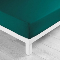 Drap housse 2 personnes 160 x 200 cm uni 57 fils lina Emeraude