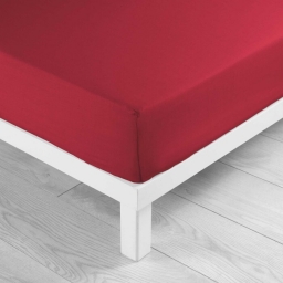 Drap housse 2 personnes 160 x 200 cm uni 57 fils lina Marsala
