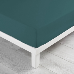 Drap housse 2 personnes 160 x 200 x 30 cm Linette coton lavé  57 fils Pétrole