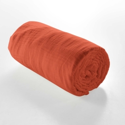 Drap housse 2 personnes 160x200 cm dble gaze coton 57 fils Angelia Orange