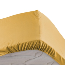 Drap housse 2 personnes 180 x 200 cm percale uni 78 fils bonnet 30 cm Miel