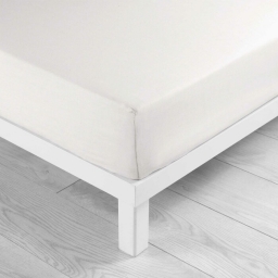 Drap housse 2 personnes 180 x 200 cm uni 57 fils lina Blanc