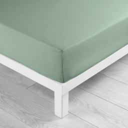 Drap housse 2 personnes 180 x 200 cm uni 57 fils lina Sauge