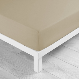 Drap housse 2 personnes King size 180 x 200 x 30 cm coton 57 fils Lina Beige
