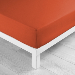 Drap housse 2 personnes King size 180 x 200 x 30 cm coton 57 fils Lina Paprika