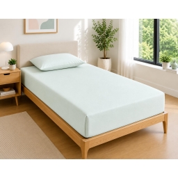 Drap Housse 90x190 cm 1 Place 100% Coton 57 Fils/cm&sup2; Bonnet 30 cm Menthe