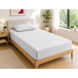 Drap Housse 90x190 cm 1 Place 100% Coton 57 Fils/cm&sup2; Bonnet 30 cm Nuage
