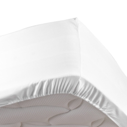 Drap housse blanc 140 x 190 cm en percale bonnet 30 cm