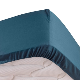 Drap housse bleu 140 x 190 cm en percale bonnet 30 cm
