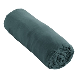 Drap housse bonnet 30 cm double gaze de coton 160 x 200 cm canard (blue) Bleu