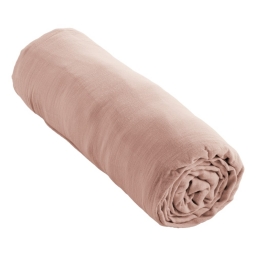 Drap housse bonnet 30 cm double gaze de coton 160 x 200 cm guimauve (pink) Rose