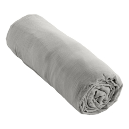 Drap housse bonnet 30 cm double gaze de coton 160 x 200 cm nuage (light grey) Gris
