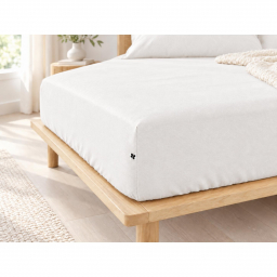 Drap housse CANDICE 90 x 190 cm - Flanelle chaude 100% coton - Blanc