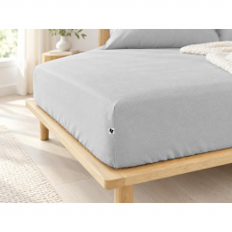 Drap housse CANDICE 90 x 190 cm - Flanelle chaude 100% coton - Brume