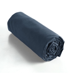 Drap housse coton luxe 140 x 190 cm bonnet 30 cm Ambre Bleu foncé